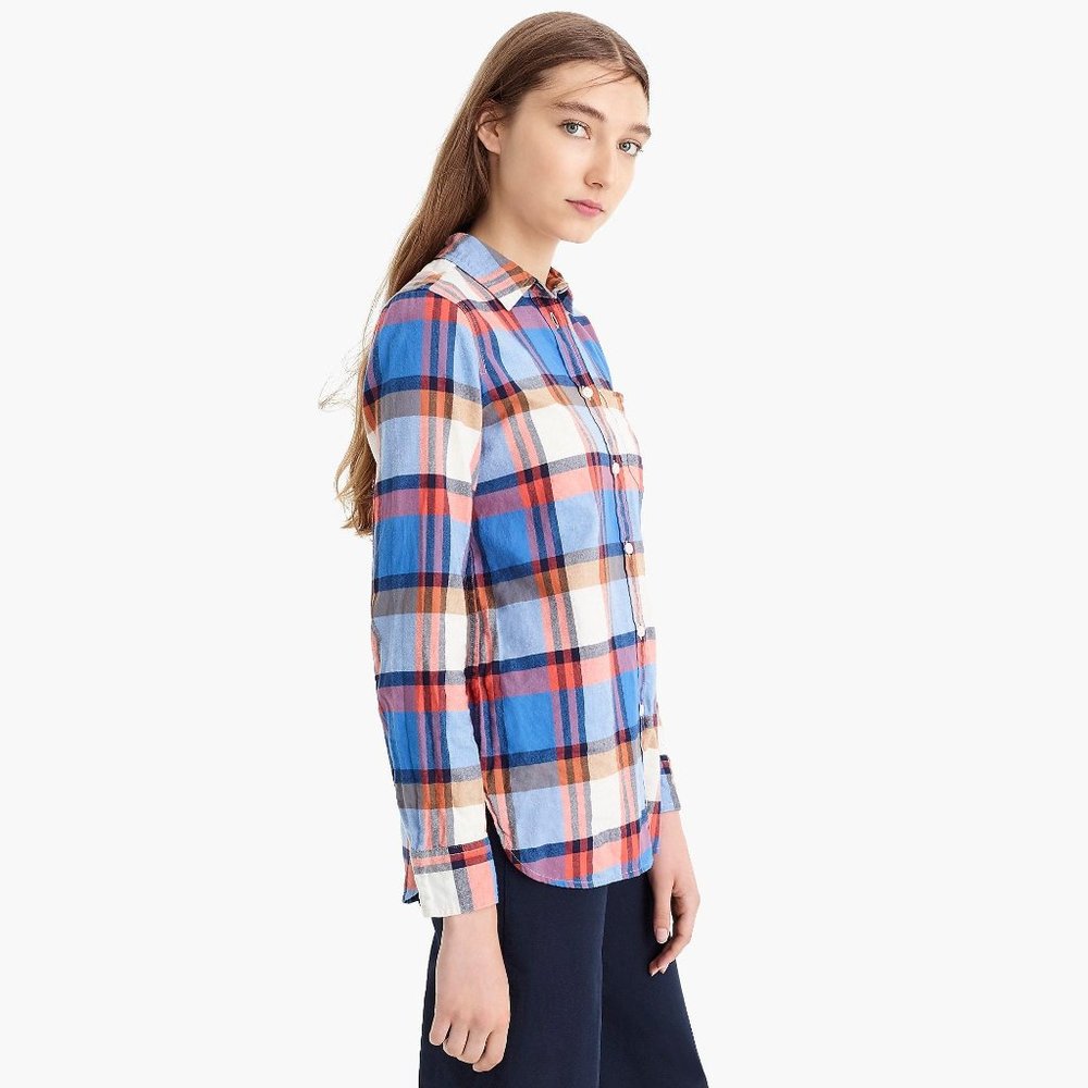 J Crew Perfect Fit Plaid Shirt - Medium